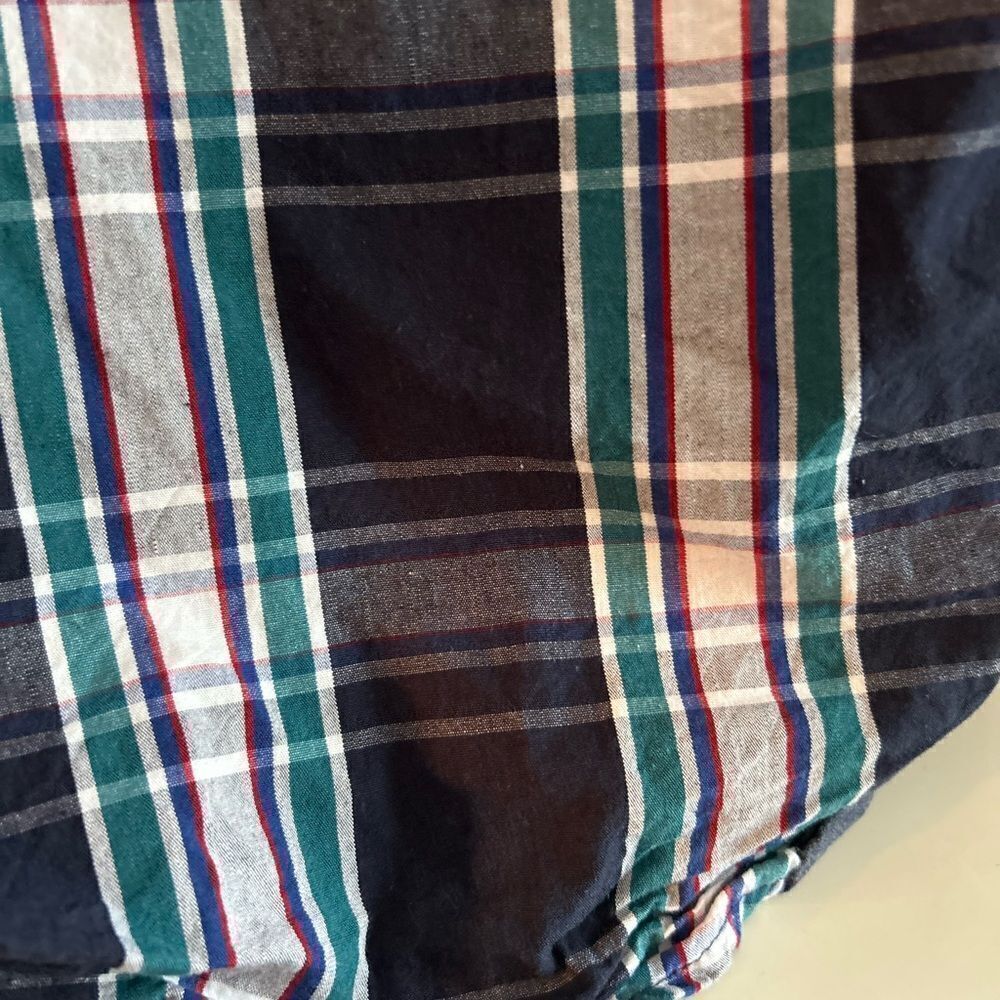 American Apparel Plaid Button Up Shirt Mens Small Blue Green Short Sleeve Cotton - Picture 14 of 16